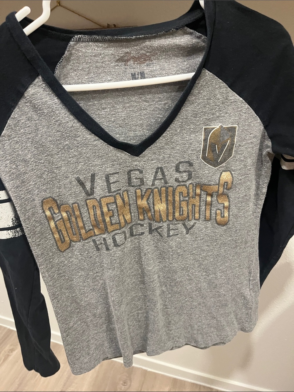 Vegas Golden Knights Women's Long Sleeve V-Neck Tee - Gray/Black